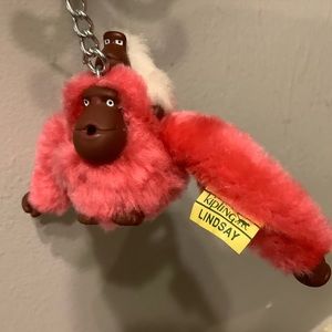Kipling Key Ring/ Lindsay the Monkey/ Pink with Baby